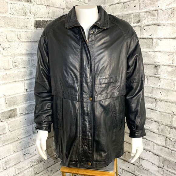 Vintage 90s Boutique Of Leathers Mid Length Car Coat Jacket - Picture 1 of 16